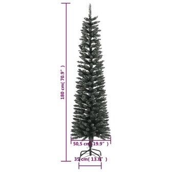 Kunstkerstboom met standaard smal 180 cm PVC groen 7