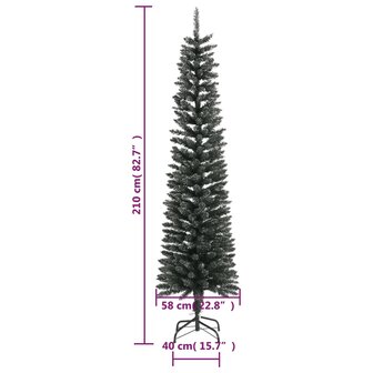 Kunstkerstboom met standaard smal 210 cm PVC groen 7