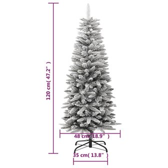 Kunstkerstboom met sneeuw smal 120 cm PVC en PE 9