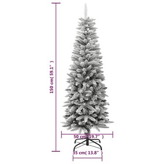 Kunstkerstboom met sneeuw smal 150 cm PVC en PE 9