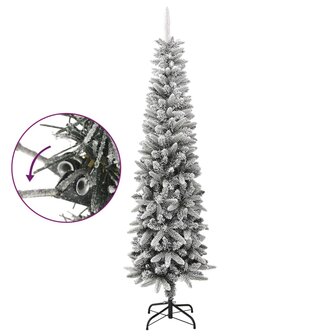 Kunstkerstboom met sneeuw smal 240 cm PVC en PE 3