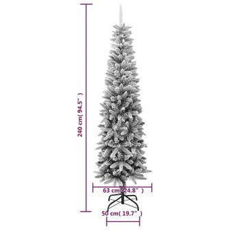 Kunstkerstboom met sneeuw smal 240 cm PVC en PE 9