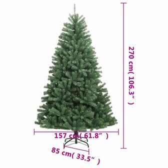 Kunstkerstboom met scharnieren en standaard 270 cm groen 9