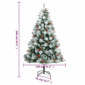 Kunstkerstboom met scharnieren dennenappels en bessen 240 cm 9