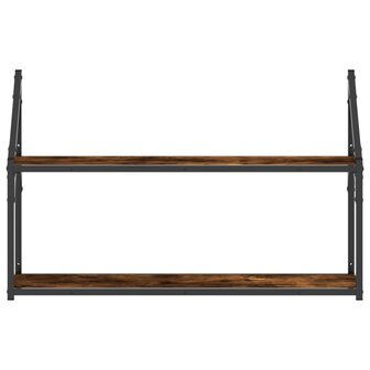 Wandrek 2-laags 80x21x51 cm bewerkt hout gerookt eikenkleurig 4