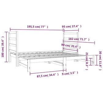 Slaapbank uitschuifbaar massief grenenhout 2x(90x190) cm 9