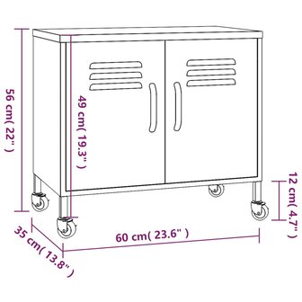 Opbergkast 60x35x56 cm staal roze 9