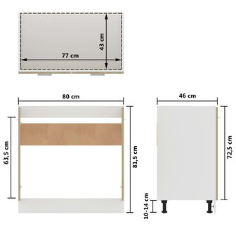 Wastafelonderkast 80x46x81,5cm bewerkt hout sonoma eikenkleurig 10