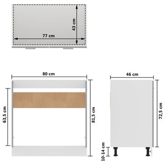 Wastafelonderkast 80x46x81,5 cm bewerkt hout betongrijs 10