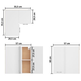 Hanghoekkast 57x57x60 cm bewerkt hout wit 9