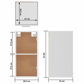 Hangkast 29,5x31x60 cm bewerkt hout wit 10