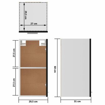 Hangkast 29,5x31x60 cm bewerkt hout zwart 10