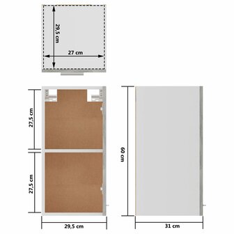 Hangkast 29,5x31x60 cm bewerkt hout betongrijs 10