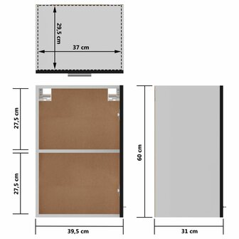 Hangkast 39,5x31x60 cm bewerkt hout zwart 10