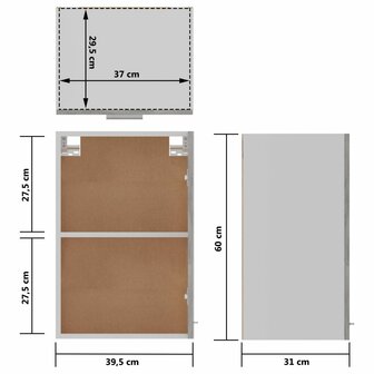 Hangkast 39,5x31x60 cm bewerkt hout betongrijs 10