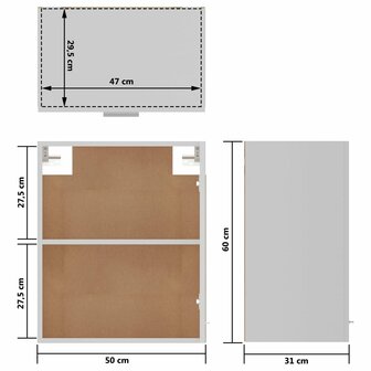 Hangkast 50x31x60 cm bewerkt hout wit 10