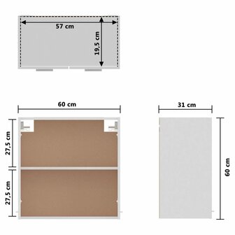 Hangkast 60x31x60 cm bewerkt hout wit 9