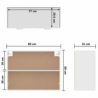 Hangkast 80x31x60 cm bewerkt hout wit 9