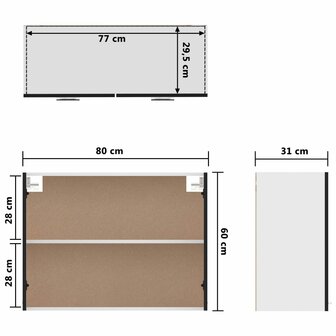 Hangkast 80x31x60 cm bewerkt hout zwart 9