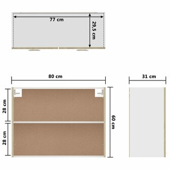 Hangkast 80x31x60 cm bewerkt hout sonoma eikenkleurig 9