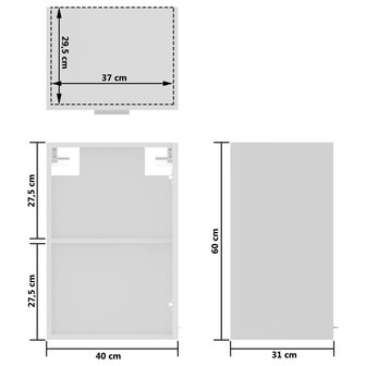 Hangkast 40x31x60 cm bewerkt hout wit 10