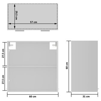 Hangkast 60x31x60 cm bewerkt hout wit 9