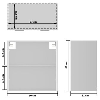 Hangkast 60x31x60 cm bewerkt hout hoogglans wit 9