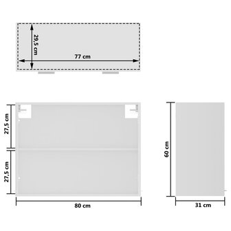 Hangkast 80x31x60 cm bewerkt hout wit 9