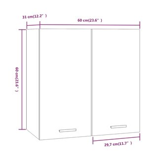 Wandkast hangend 60x31x60 cm bewerkt hout grijs sonoma eiken 9