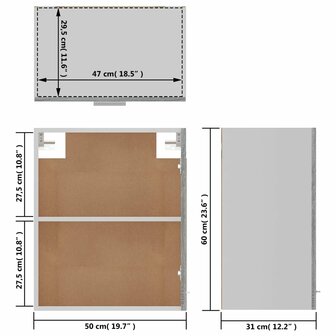 Hangkast 50x31x60 cm bewerkt hout grijs sonoma eikenkleurig 10