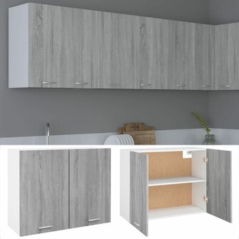 Hangkast 80x31x60 cm bewerkt hout grijs sonoma eikenkleurig 2