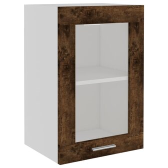 Wandkast 40x31x60 cm glas en bewerkt hout gerookt eikenkleurig 2