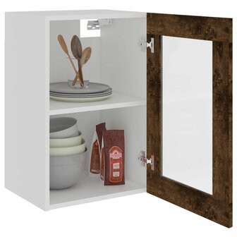 Wandkast 40x31x60 cm glas en bewerkt hout gerookt eikenkleurig 4