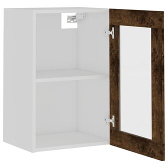 Wandkast 40x31x60 cm glas en bewerkt hout gerookt eikenkleurig 6