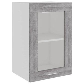 Wandkast 40x31x60 cm glas en bewerkt hout grijs sonoma eiken 2