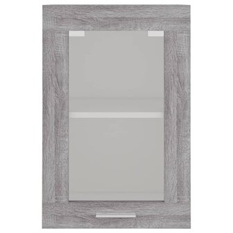 Wandkast 40x31x60 cm glas en bewerkt hout grijs sonoma eiken 5