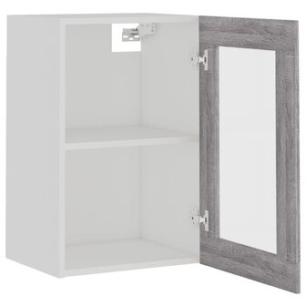 Wandkast 40x31x60 cm glas en bewerkt hout grijs sonoma eiken 6