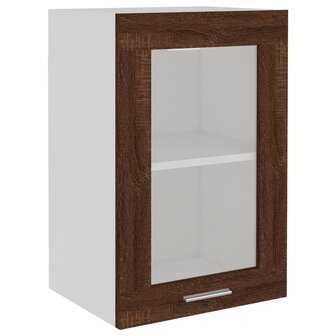 Wandkast 40x31x60 cm glas en bewerkt hout bruin eikenkleur 2