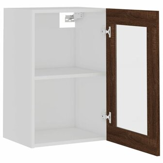 Wandkast 40x31x60 cm glas en bewerkt hout bruin eikenkleur 6