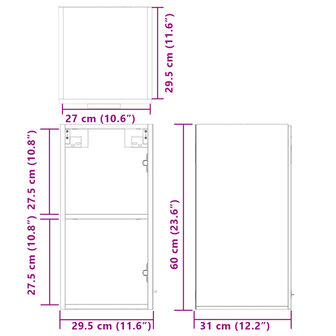 Hangkast 29,5x31x60 cm bewerkt hout sonoma eikenkleurig 11