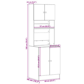 Keukenkast 60x50x180 cm bewerkt hout sonoma eikenkleurig 11