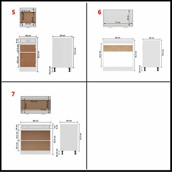 7-delige Keukenkastenset bewerkt hout wit 11