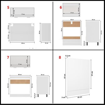 8-delige Keukenkastenset spaanplaat wit 11
