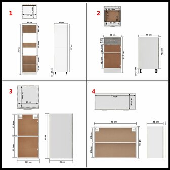 8-delige Keukenkastenset bewerkt hout betongrijs 10