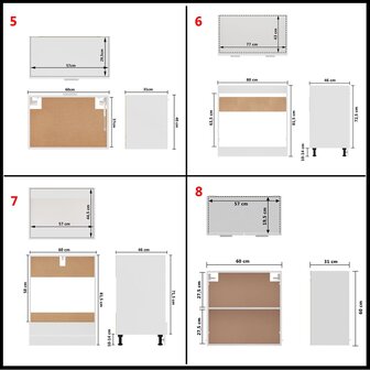 8-delige Keukenkastenset bewerkt hout wit 11