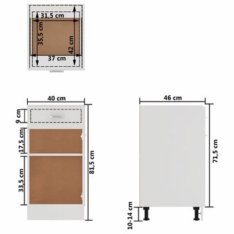 Onderkast met lade 40x46x81,5 cm bewerkt hout wit 11