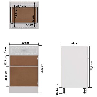 Onderkast met lade 50x46x81,5 cm bewerkt hout hoogglans wit 9