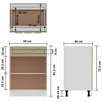 Onderkast met lade 60x46x81,5 cm bewerkt hout sonoma eikenkleur 10