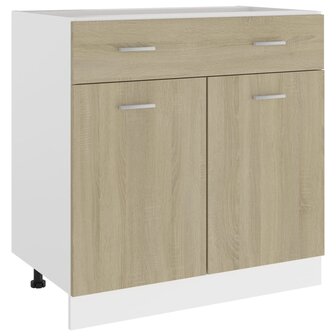 Onderkast met lade 80x46x81,5 cm bewerkt hout sonoma eikenkleur 1