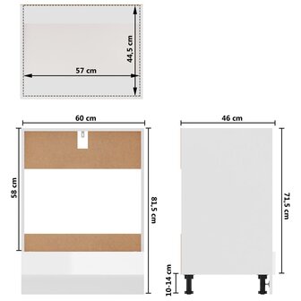 Onderkast 60x46x81,5 cm bewerkt hout hoogglans wit 9